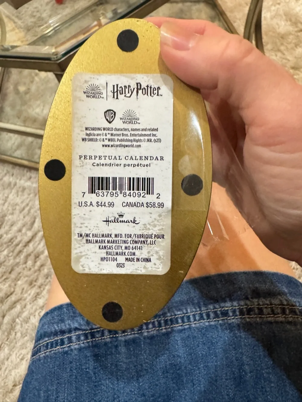 Harry Potter Hogworts perpetual calendar